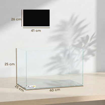PawHut Fish Tank Bare Glass for DIY Glass Aquarium with Protective Base Mat 24L Transparent for Fish Shrimps