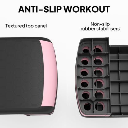 HOMCOM Aerobic Step with 3-Level Adjustable Heights for Home, Office Exercise, Black and Pink