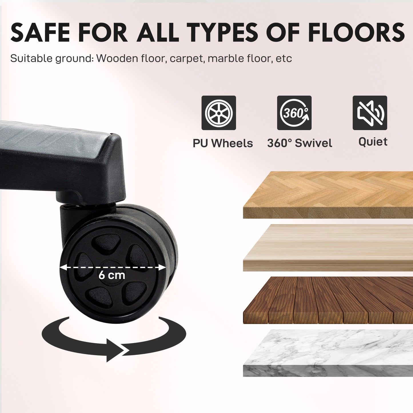 Fabric Gaming Chair with Lumbar Support, Headrest - Pale Pink