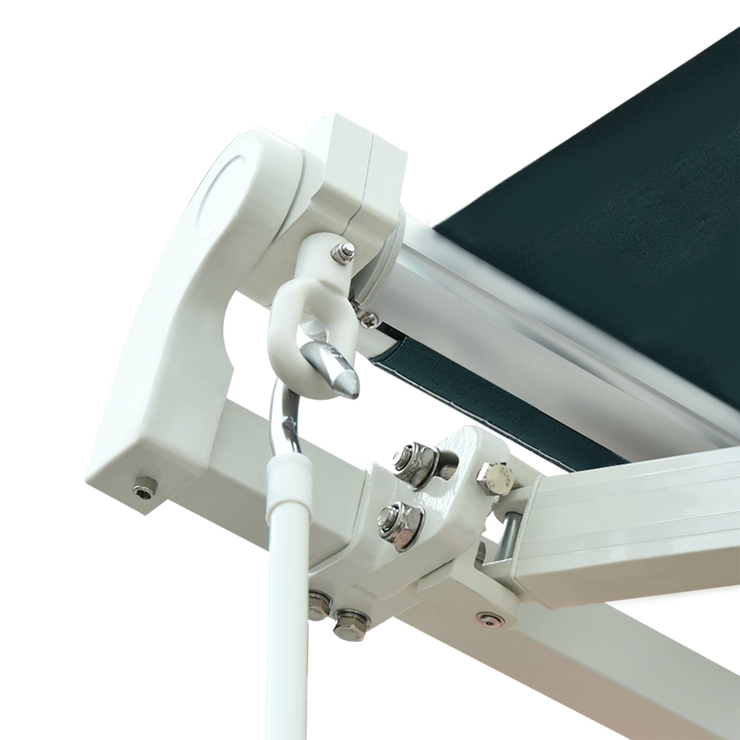 Outsunny 3 x 2.5m Manual Retractable Awning for Patio 45-75° Sun Canopy with Waterproof Fabric - Greyish Green
