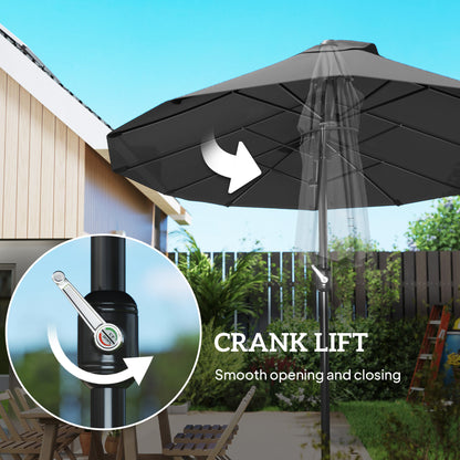 Outsunny 4.6m Double Garden Parasol - Black