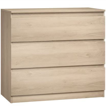 HOMCOM 3-Drawer Storage Organiser Unit, Chest of Drawers for Bedroom, Living Room, 80 x 39 x 73cm, Oak
