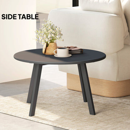 Outsunny 70cm Round Coffee Table, Outdoor Garden Table with Non-Slip Foot Pads and Metal Frame for Garden, Terrace, Balcony, Living Room, Charcoal Grey