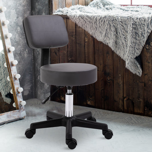 HOMCOM Beautician's Swivel Salon Chair w/ Padded Seat Back 5 Wheels Adjustable Height Salon Hairdressers Tattoo Spa Rolling Cushion Professional 35cm Grey--ChewyGames-ChewyGames