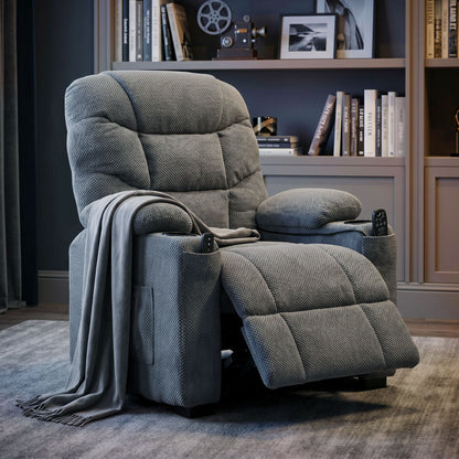 HOMCOM Recliner Armchair with Vibration Massage, Heat, Whisper-Quiet Motor, Memory Function, Power Reclining Chair, Dark Grey