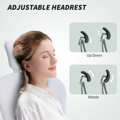 Vinsetto Multi-Adjustable Office Chair, with Lumbar Support, Headrest and Mesh Back - White