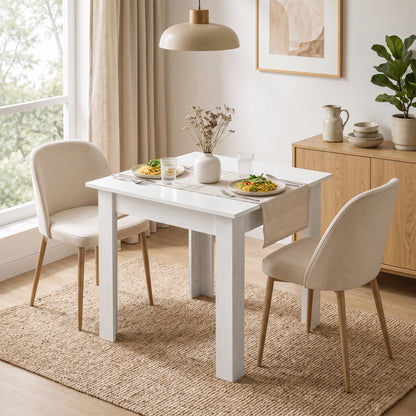 HOMCOM Square Dining Table, Modern Small Dining Table with Wood Effect, Space Saving, Non-slip Foot Pads, White