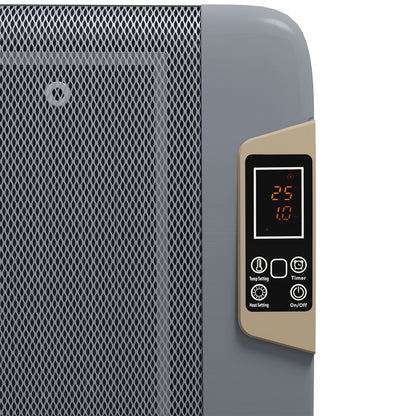 HOMCOM Mica Electric Space Heater, Portable Heater for Home with 2 Heat Settings, Living Room, Study, Garage, Adjustable Temperature 18-30°C, 1000W/2000W, Grey