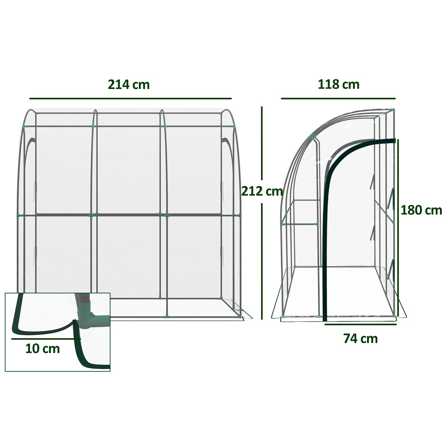 Outsunny 214cm x 118cm Walk-In Lean To Greenhouse, with Accessories-Lean-To Greenhouses-ChewyGames-ChewyGames