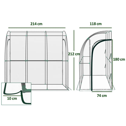Outsunny 214cm x 118cm Walk-In Lean To Greenhouse, with Accessories-Lean-To Greenhouses-ChewyGames-ChewyGames