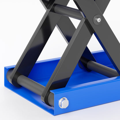 DURHAND 500KG Motorcycle Lift Scissor Jack, Height Adjustable Motorbike Stand with Anti-Slip Wide Deck, Heavy Duty Steel Motorbike Repair Lift Hoist Stand for Home Garage, Blue