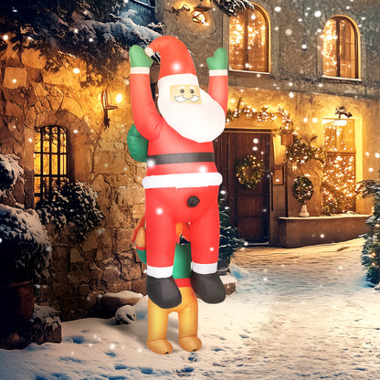 Outsunny 7FT Hanging Christmas Inflatable Santa with Dog, Christmas Blow Up Decoration with Built-in LED Lights for Garden, Indoor Outdoor Home Decor
