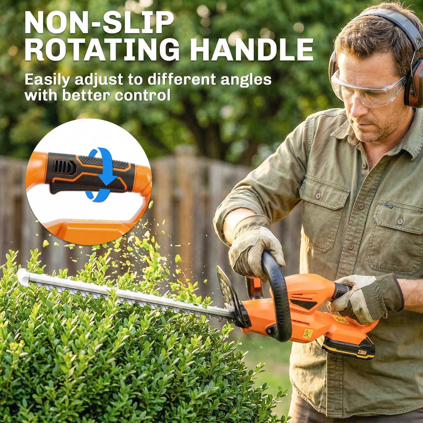 Outsunny 20" Cordless Hedge Trimmer, 18V Electric Hedge Cutter with 51cm Dual Action Blade, 2000mAh Battery and Charger
