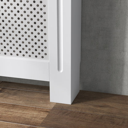 HOMCOM Wooden Radiator Cover Heating Cabinet Modern Home Furniture Grill Style  White Painted (Small)