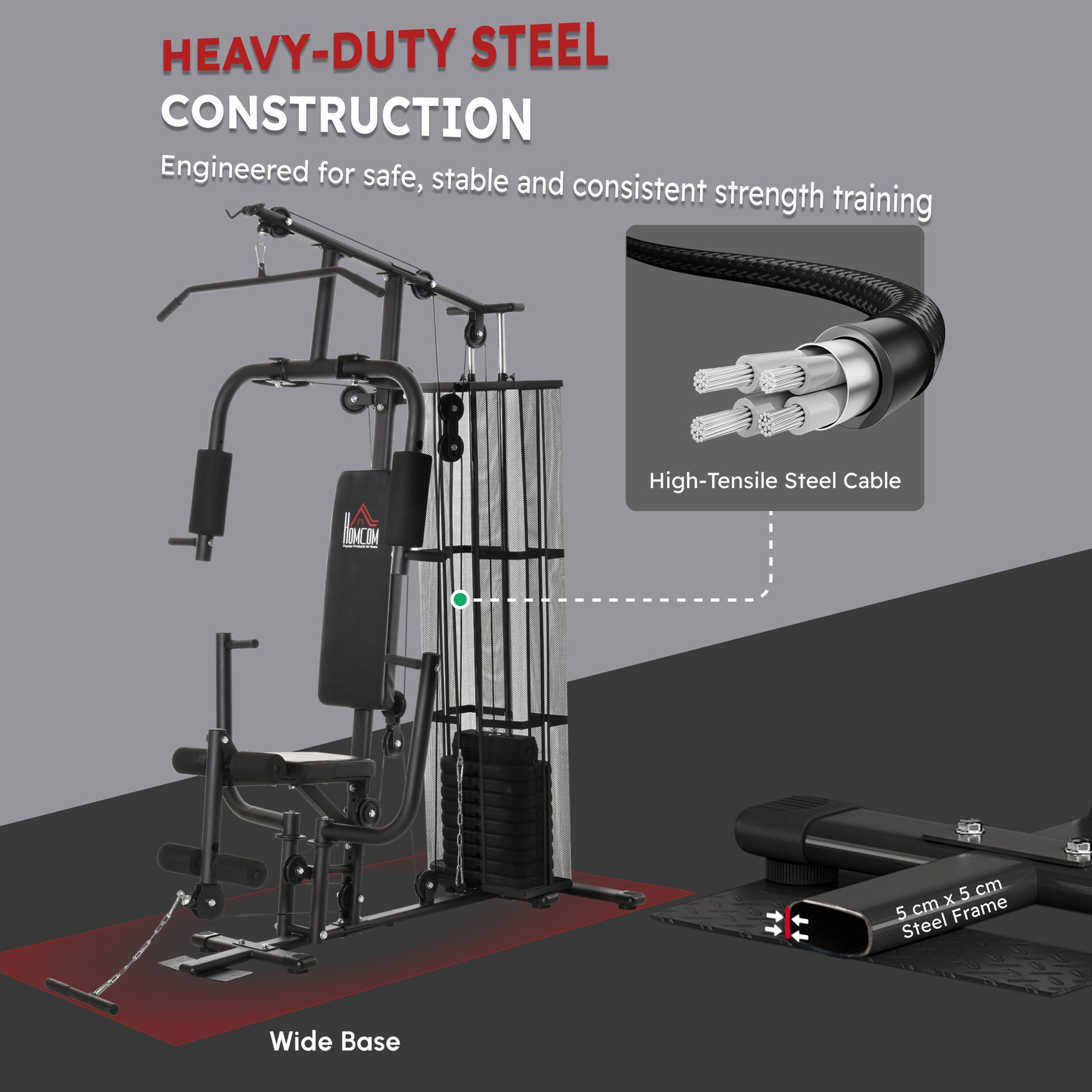 HOMCOM Multifunction Home Gym System Weight Training Exercise Workout Station-Weight Lifting Machines with Pulleys-ChewyGames-ChewyGames