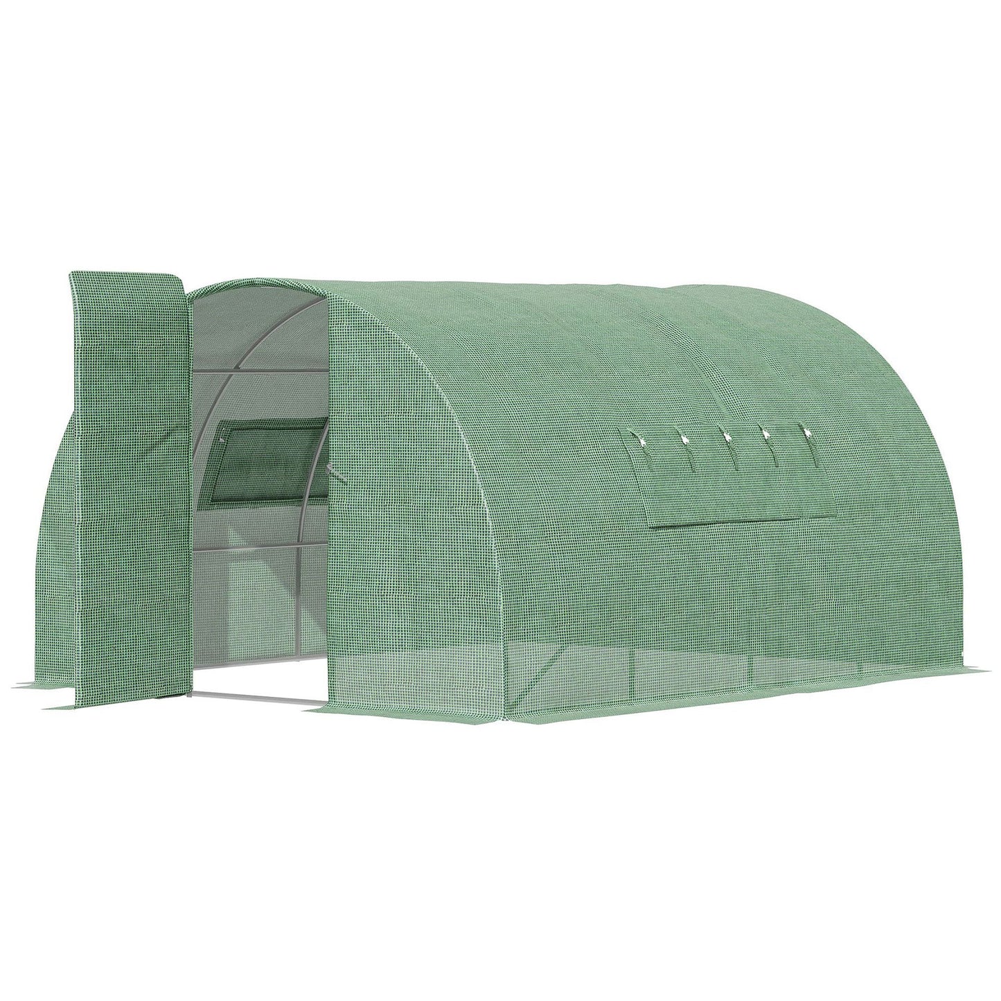 Outsunny Reinforced Walk in Polytunnel Greenhouse, 4x3x2 m--ChewyGames-ChewyGames