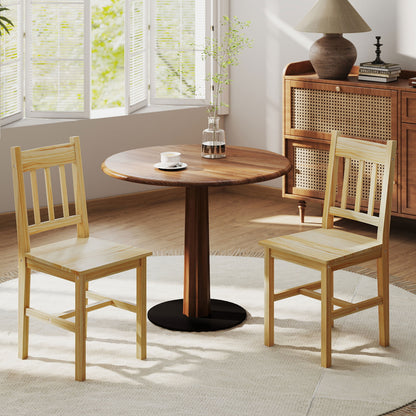 HOMCOM Dining Chairs Set of 2, Kitchen Chair with Slat Back, Pine Wood Structure for Living Room and Dining Room, Natural