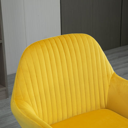 HOMCOM Modern Dining Furniture Set with Round Table and Accent Armchair Black and Yellow