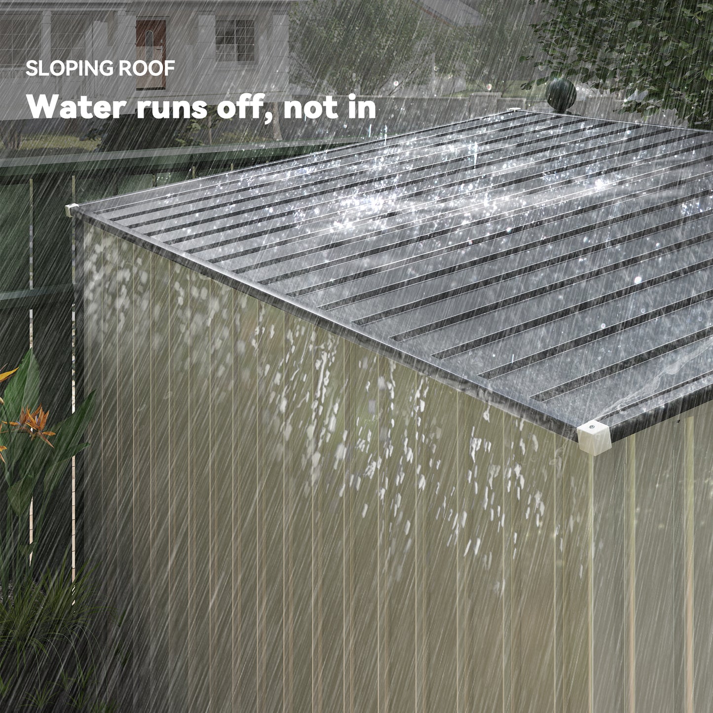 Outsunny 7 x 5ft Galvanised Metal Shed, with Sliding Door, two hooks and adjustable shelves - White