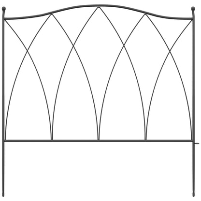 Outsunny Set of Five 61.5cm Decorative Metal Fence Panels - Black