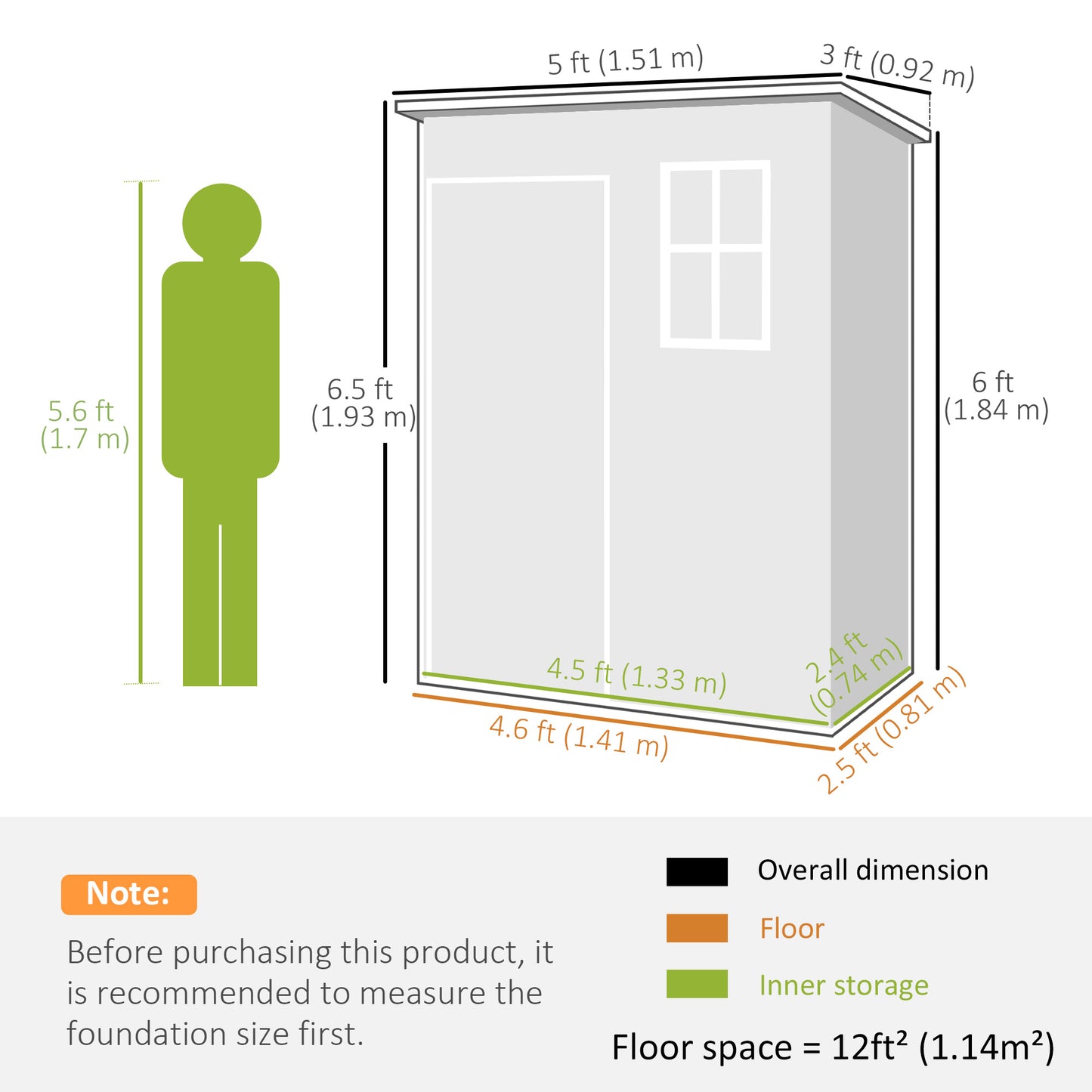 Outsunny 5' x 3' Plastic Garden Shed with Floor, Outdoor Storage Shed with Lockable Door, Window and Vent for Garden, Patio, Grey