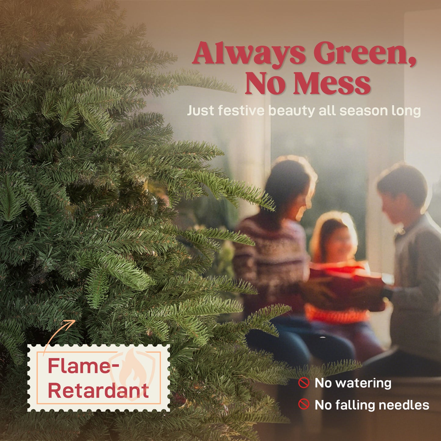 HOMCOM 5ft Artificial Christmas Tree with Realistic Branches, Easy Assembly - Green