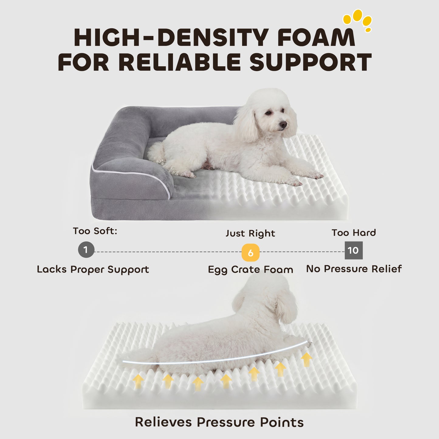 PawHut Dog Sofa Bed, Washable Pet Bed with Removable Cover and Non-Slip Bottom for Cats and Small Dogs, Grey