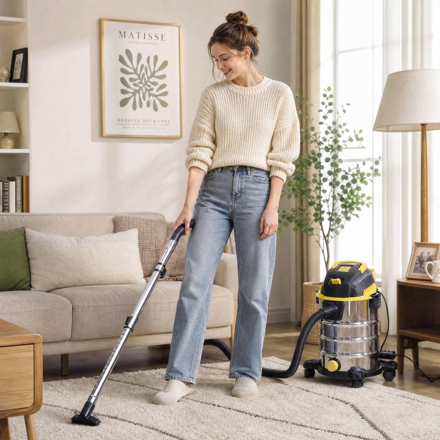 HOMCOM 1400W Vacuum Cleaner, 3-in-1 Wet and Dry Vacuum Cleaner with Blowing Mode and 30L Stainless Steel Tank, Yellow