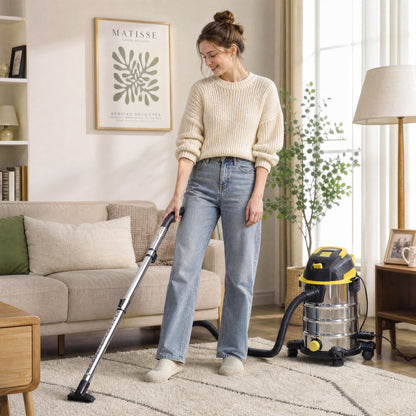 HOMCOM 1400W Vacuum Cleaner, 3-in-1 Wet and Dry Vacuum Cleaner with Blowing Mode and 30L Stainless Steel Tank, Yellow