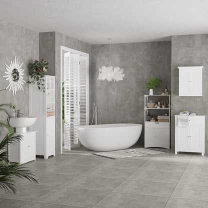 HOMCOM Slim Bathroom Storage Cabinet, Tall Bathroom Cabinet with 3 Open Shelves and Adjustable Shelf, White