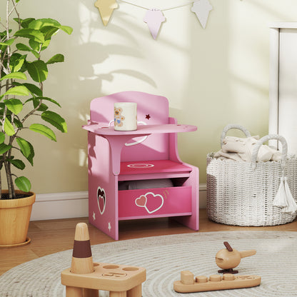 AIYAPLAY Kids Table and Chair Set, Children Desk and Chair with Storage Bins for Playing, Reading, Painting, for Ages 3-5, Pink