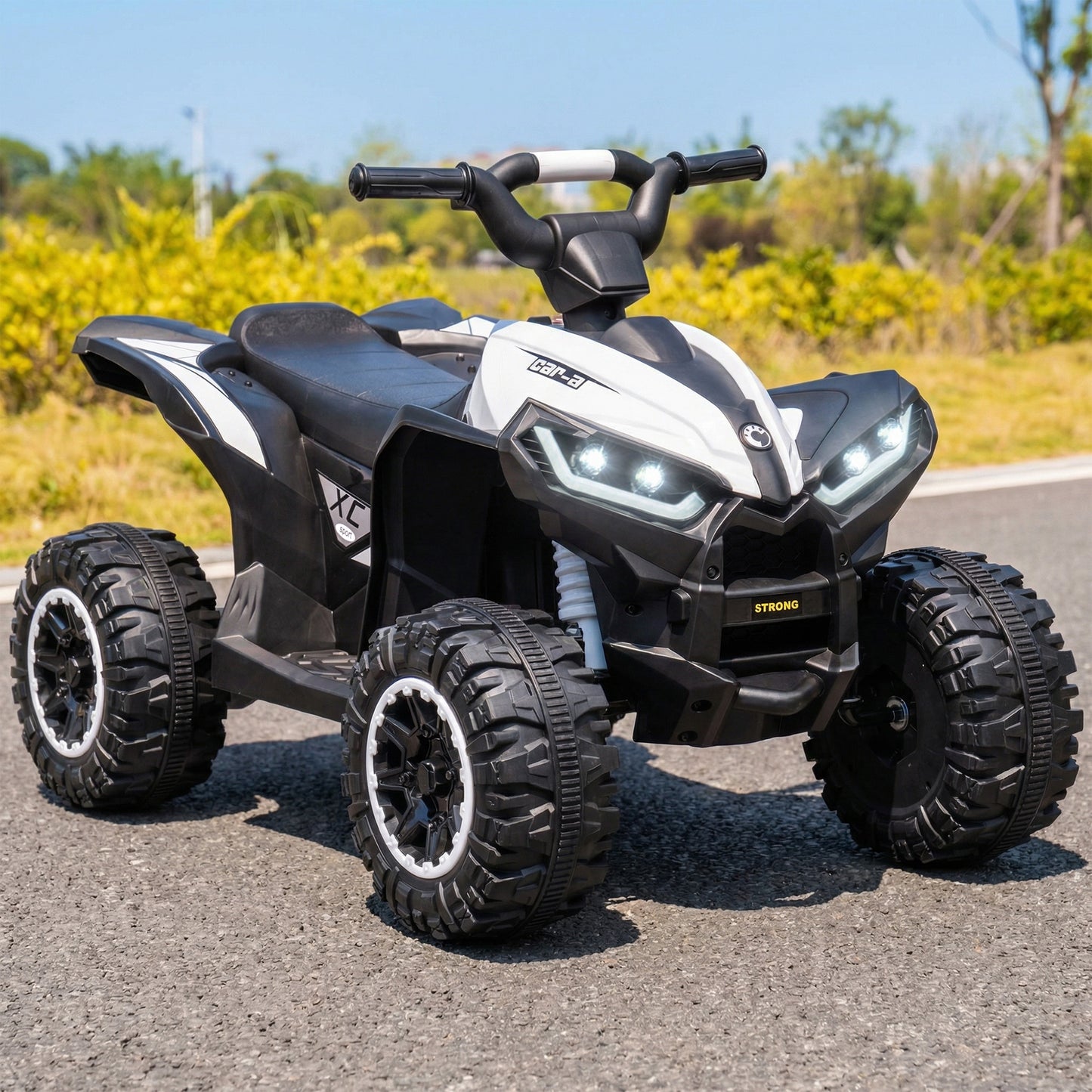 HOMCOM 12V Ride-On Quad Bike w/ Music, Horn, for Ages 3-5 Years - White