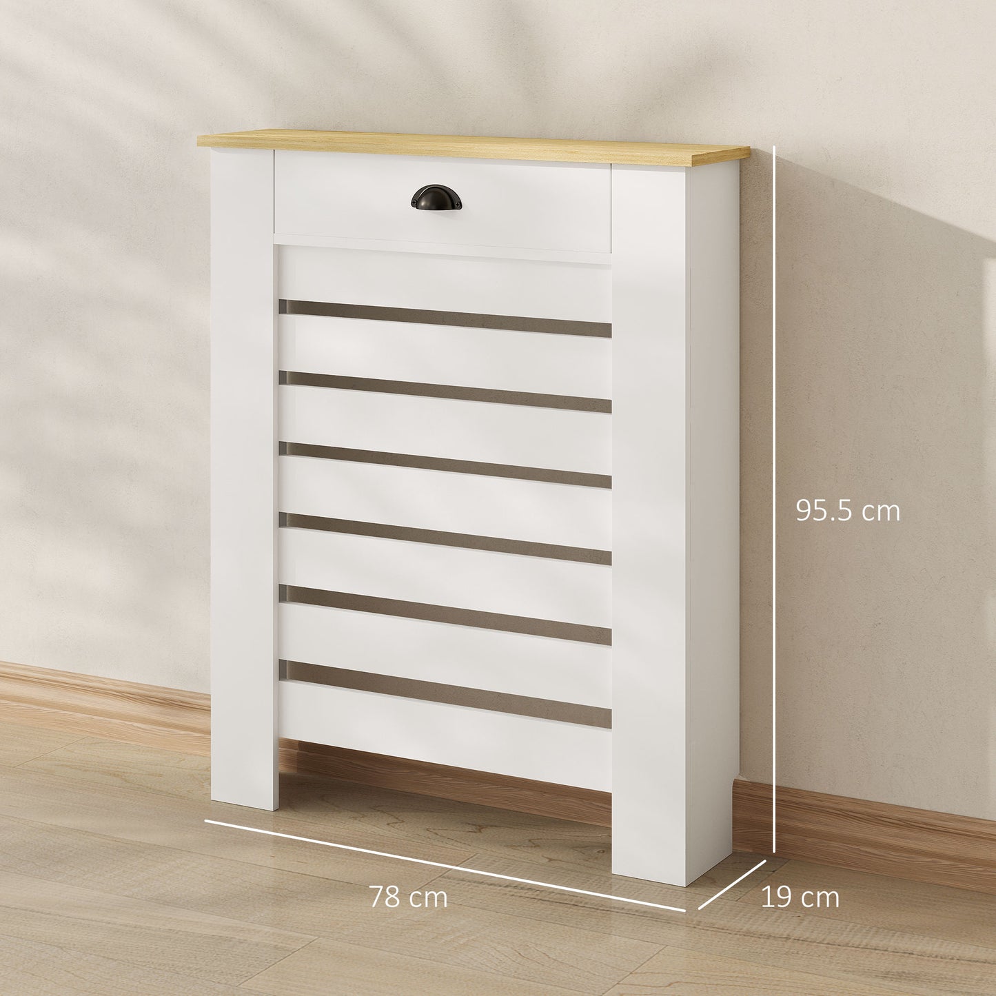 HOMCOM 95.5H x 78Wcm Radiator Cover, with Drawer - White--ChewyGames-ChewyGames