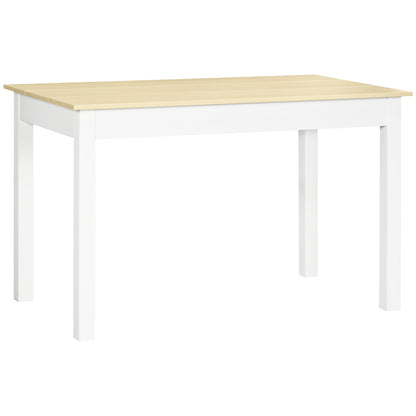 HOMCOM Dining Table for 4 to 6, Modern Kitchen Table with Wood Effect Tabletop, Thick Legs, 120L x 70W x 75Hcm, for Dining Room, Kitchen, Living Room, Oak