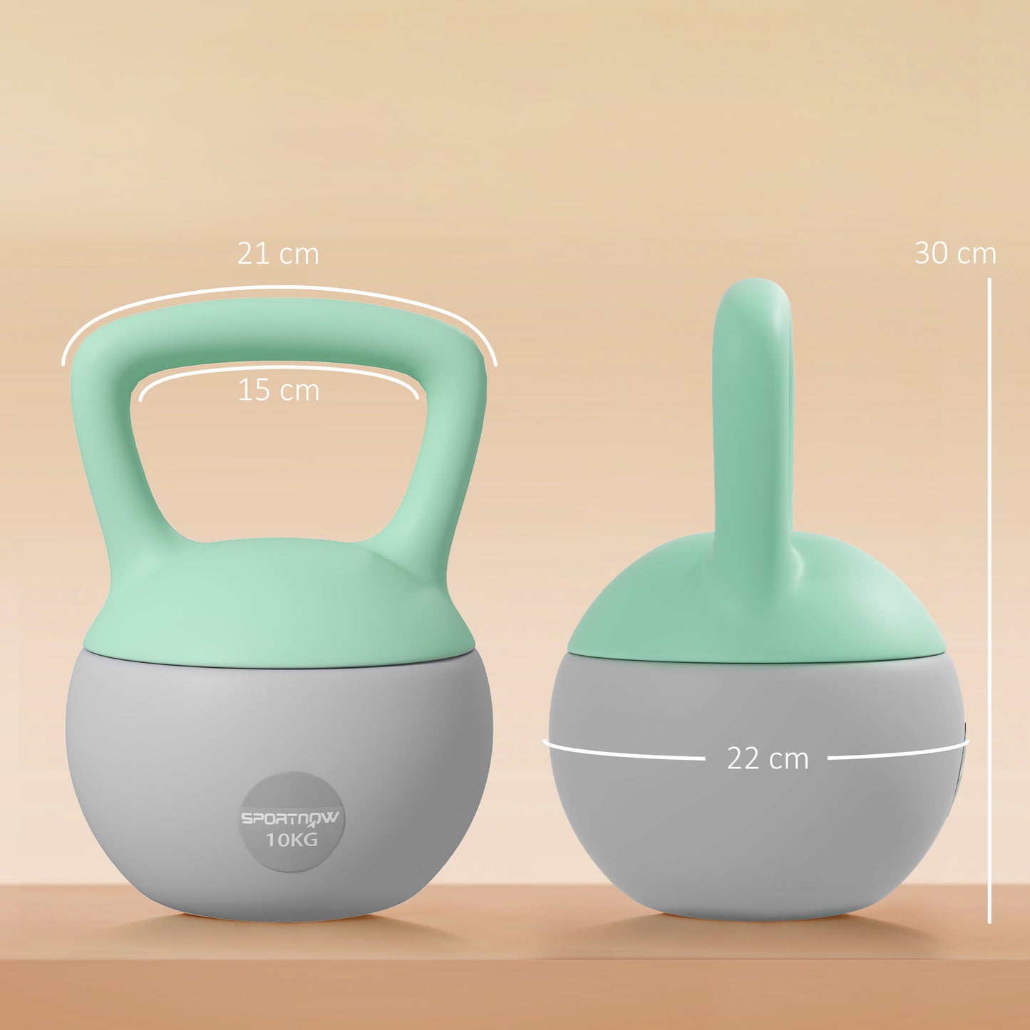 SPORTNOW 10KG Soft Kettlebell, Kettlebell with Non-Slip Handle for Home Gym, Weight Lifting, Strength Training, Green/Grey