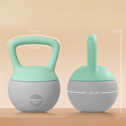 SPORTNOW 10KG Soft Kettlebell, Kettlebell with Non-Slip Handle for Home Gym, Weight Lifting, Strength Training, Green/Grey