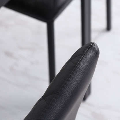 HOMCOM Modern Dining Chairs Upholstered Faux Leather Accent Chairs with Metal Legs for Kitchen, Set of 4, Black