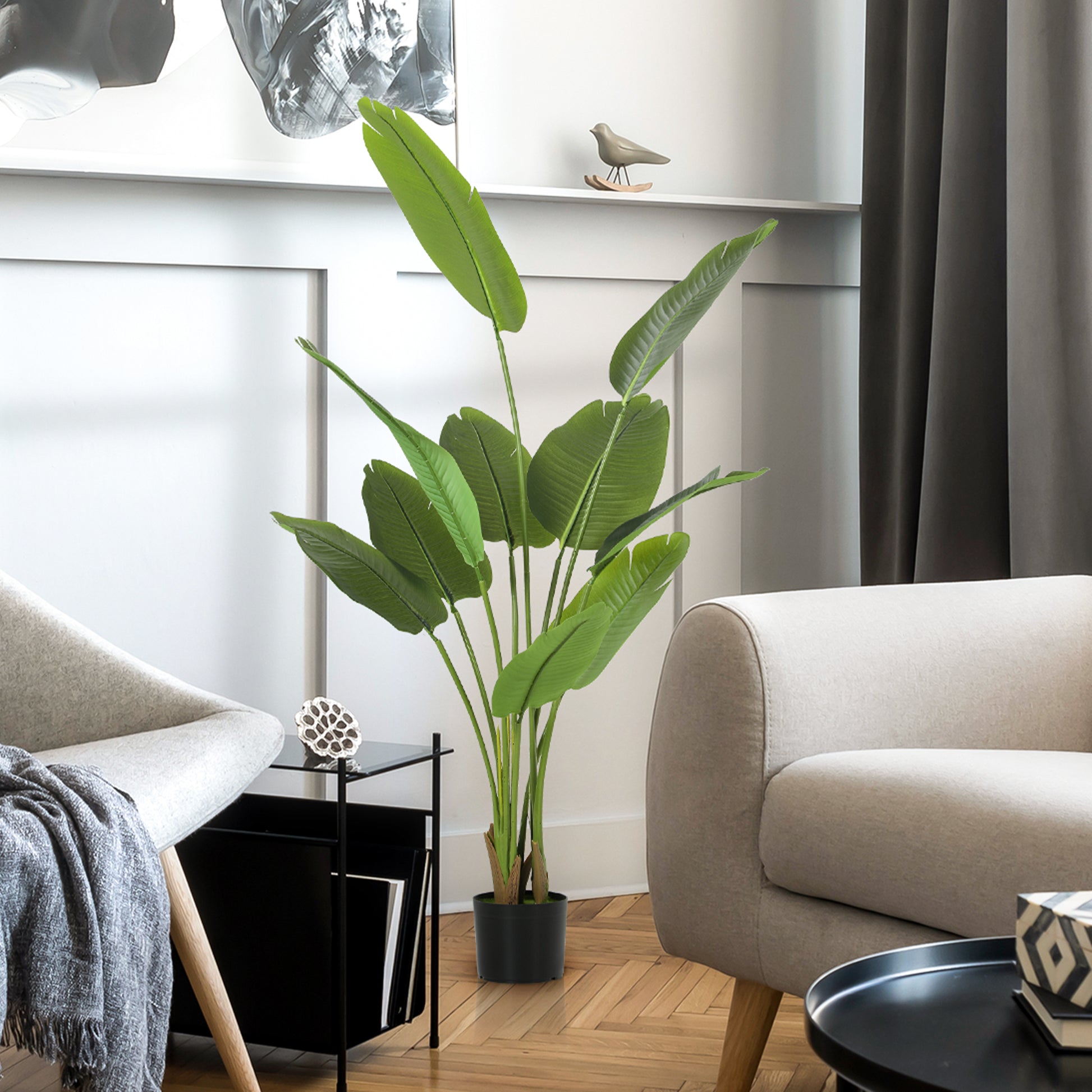 HOMCOM 160cm Tall Artificial Bird of Paradise Plant, Faux Banana Leaf Tree with PEVA Leaves and Flocking, Decorative Palm Tree in Pot for Home Office Decor, Green--ChewyGames-ChewyGames