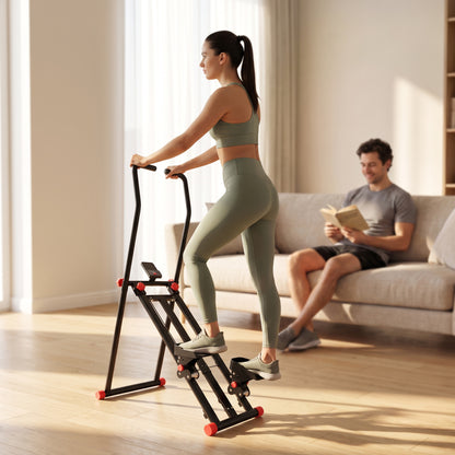 SPORTNOW Stair Stepper for Home Gym with 3 Resistances, Foldable Vertical Stair Climber with Adjustable Handlebar, LCD Monitor