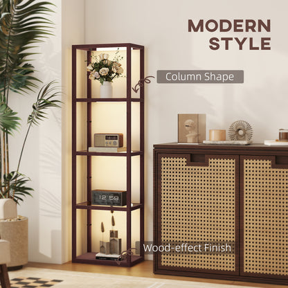 HOMCOM Four-Shelf Floor Lamp - Dark Brown