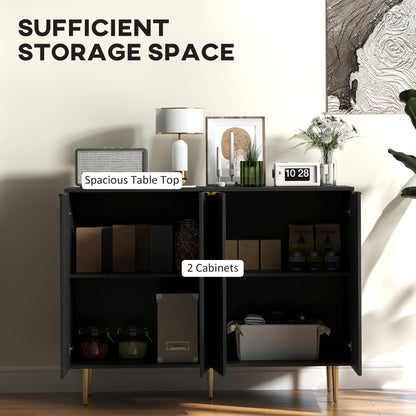 HOMCOM Sideboard Buffet Cabinet, Modern Kitchen Storage Cabinet with 4 Doors and Adjustable Shelves Black--ChewyGames-ChewyGames