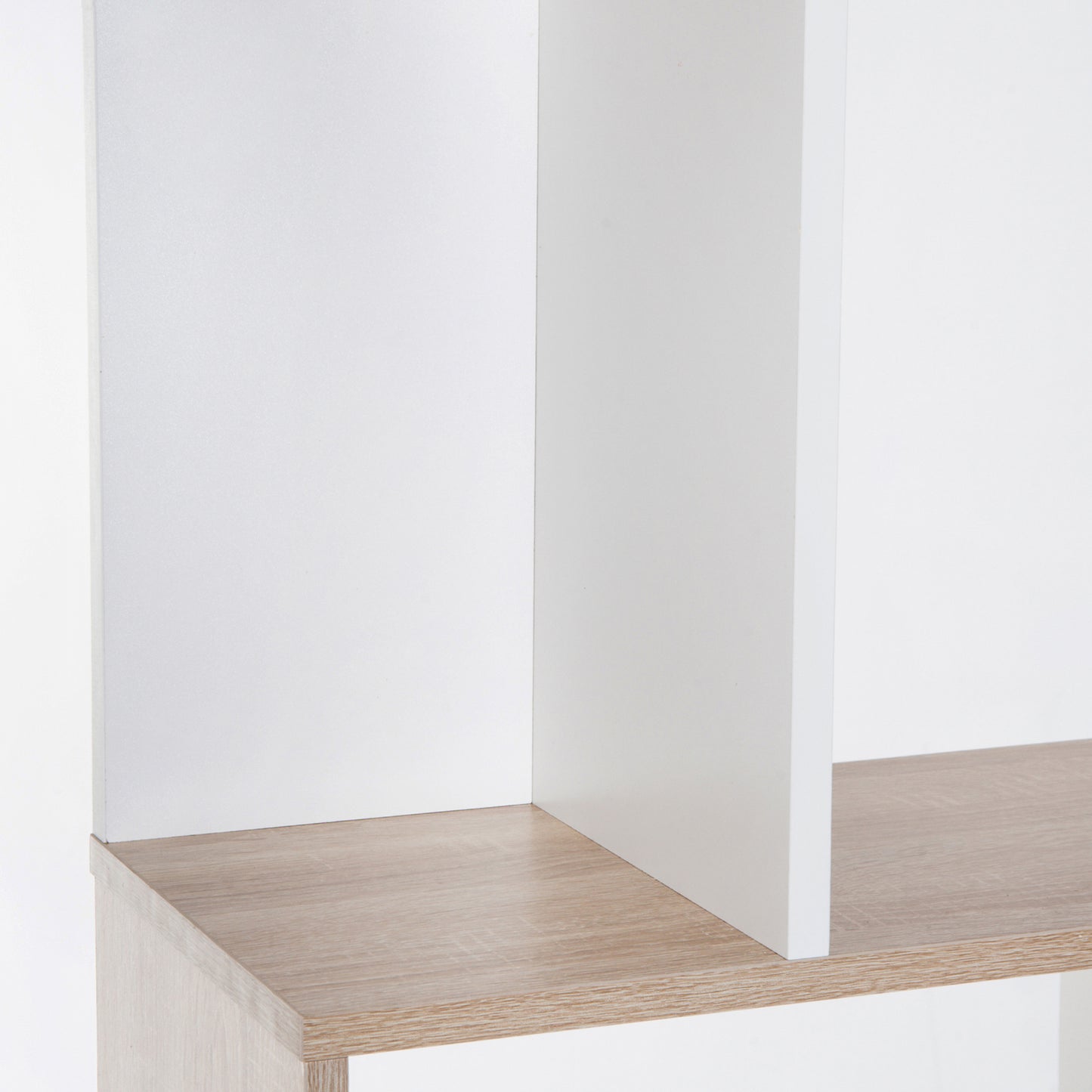 HOMCOM Bookcase, S-Shaped Wooden Bookshelf, 5/6 Tiers Freestanding Storage Shelf, Home Office Decorative Display Stand Rack, Oak and White, 24D x 60W x 184.5H