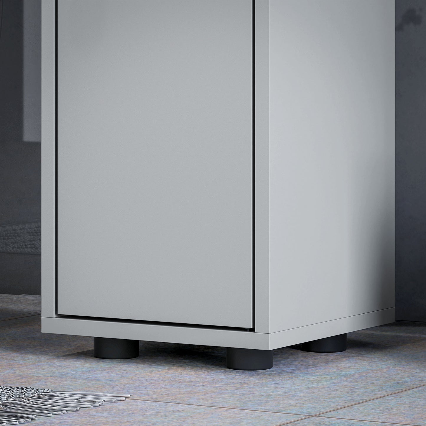 kleankin 180cm Slim Bathroom Cabinet, with Drawer, Shelves and Cupboards - Grey