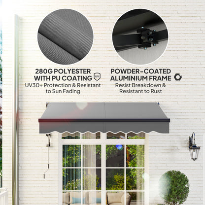 Outsunny 2.5 x 2m Electric Awning with Remote Controller, Aluminium Frame Retractable Awning, Dark Grey