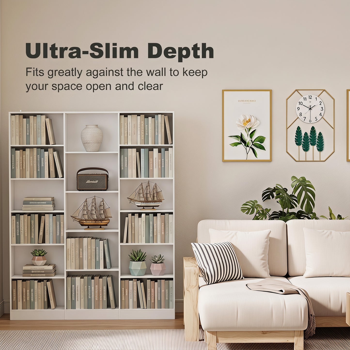 HOMCOM Bookcase with Open Storage, 6-Tier Bookshelf with Anti-Tipping Hardware, White