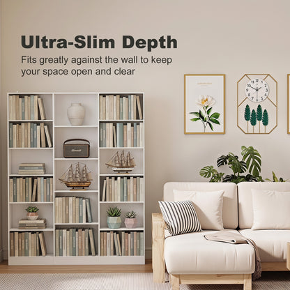 HOMCOM Bookcase with Open Storage, 6-Tier Bookshelf with Anti-Tipping Hardware, White