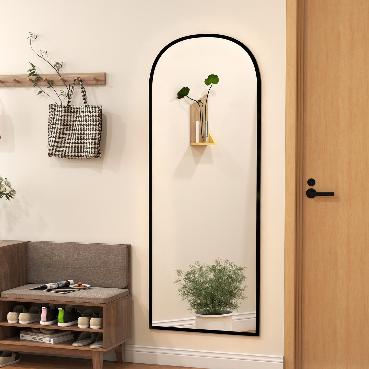 HOMCOM 165cm Aluminium Frame Standing Mirror - Black