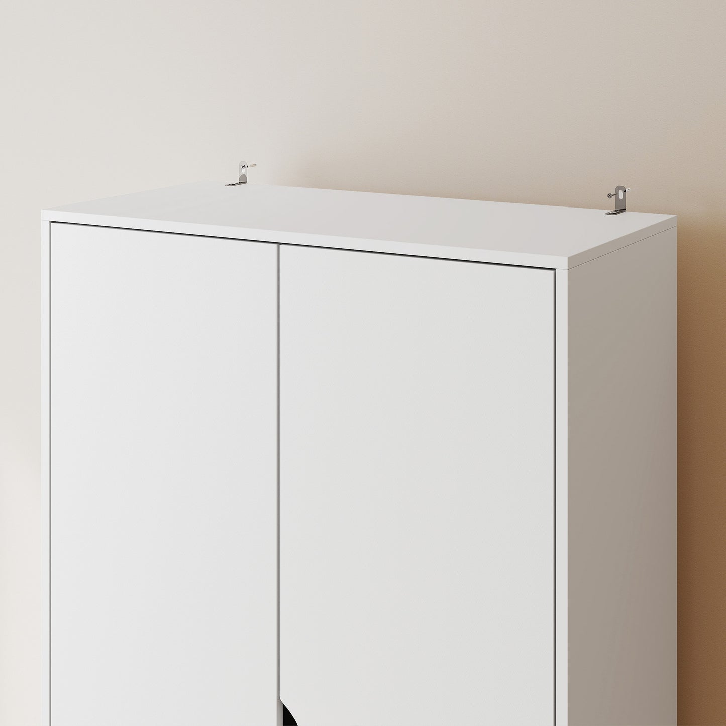 HOMCOM Elegant Home Storage Organisation Furniture, 2-Door Clothes Wardrobe with 2 Drawers, Wood Feet, White