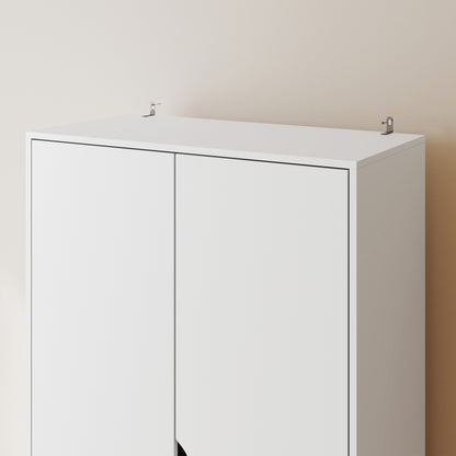 HOMCOM Elegant Home Storage Organisation Furniture, 2-Door Clothes Wardrobe with 2 Drawers, Wood Feet, White