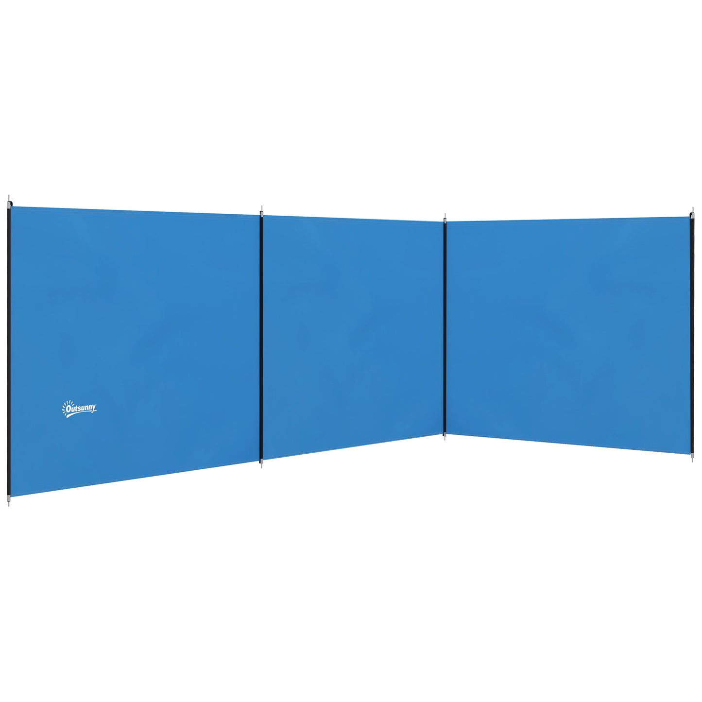 Outsunny 4 Pole Camping Windbreaks, Beach Wind Shield Shelter with Carry Bag and Steel Poles, 540cm x 150cm, Blue